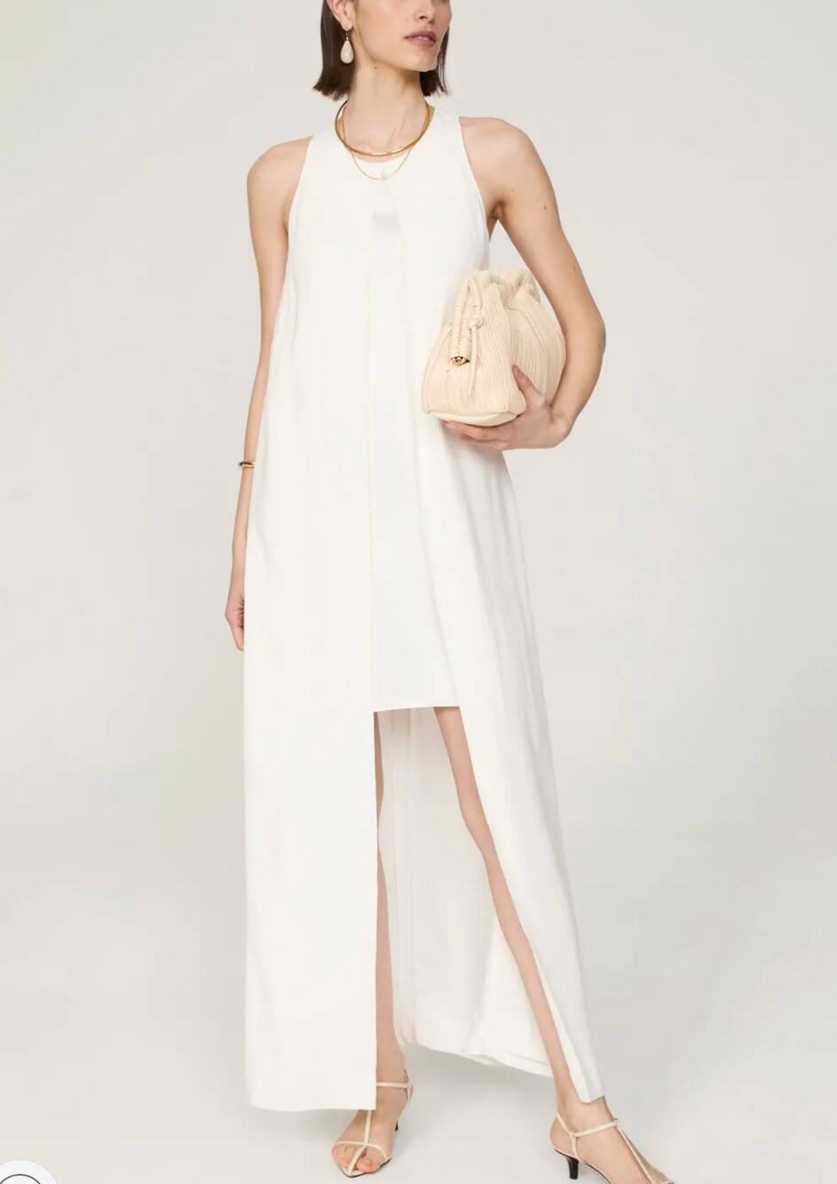 Rosetta Getty White Cape Mini Dress Size 10 Minimalist Vacation Designer $425
